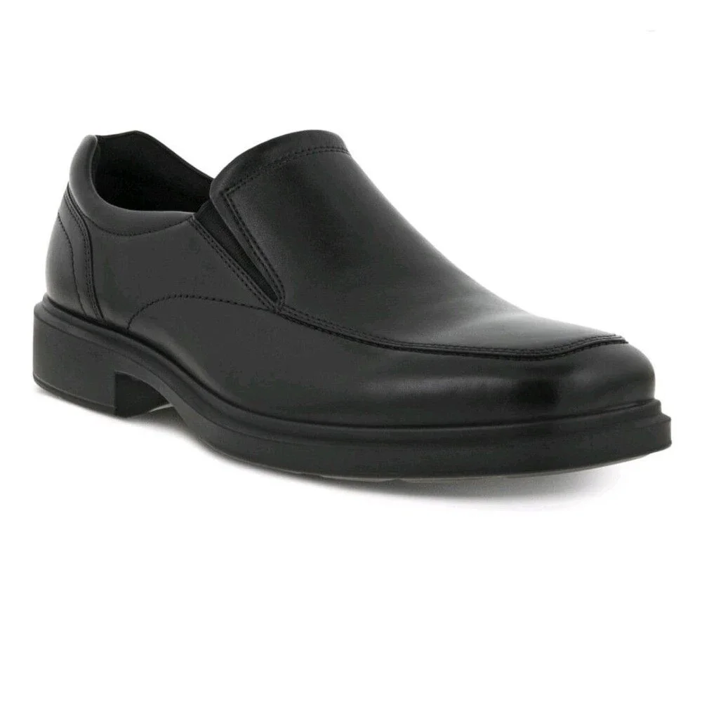 Ecco Helsinki 2 Apron Toe Slip-on Black Leather Loafers Mens Size 8/8.5 EU 42